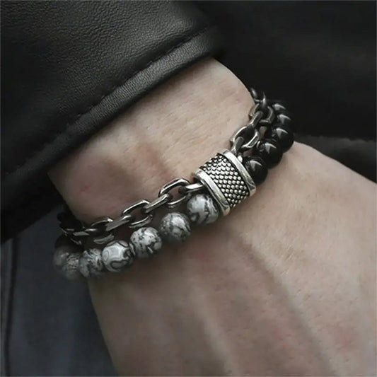 Bracelet de perles tigrées Steel Streaks